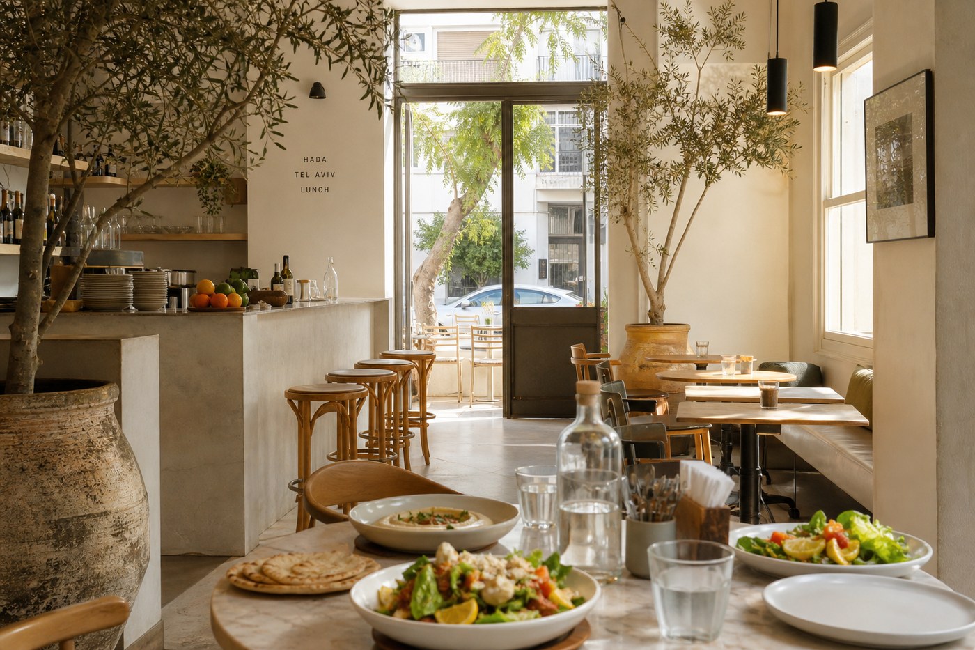 Interior of Sabra Street cafe on Dizengoff Street